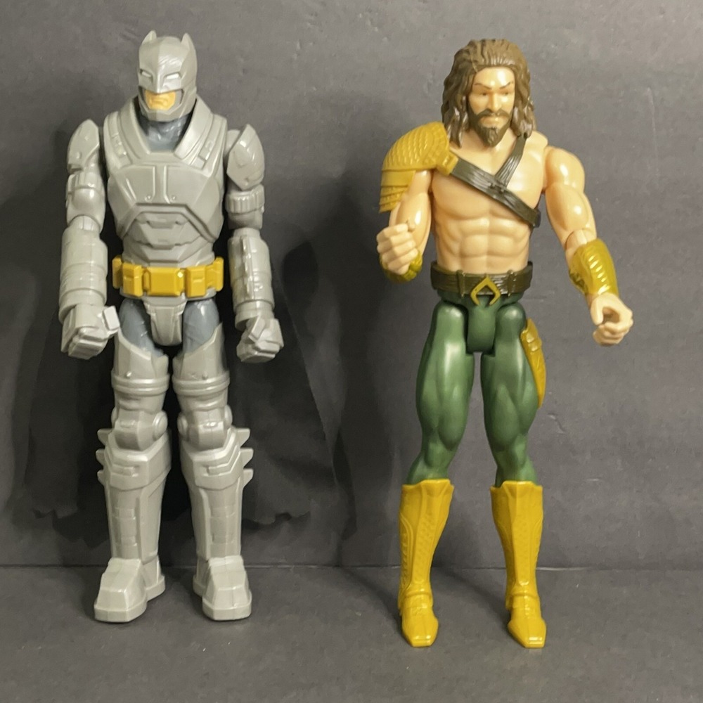 DC Comics 12 Inch Little Figure Lot of 2 Batman And Aqua Man Kids Toys For Boys